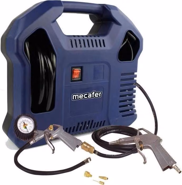 Compressore, MECAFER 425792, 1,5 HP, 8 bar, compressore senza serbatoio, blu