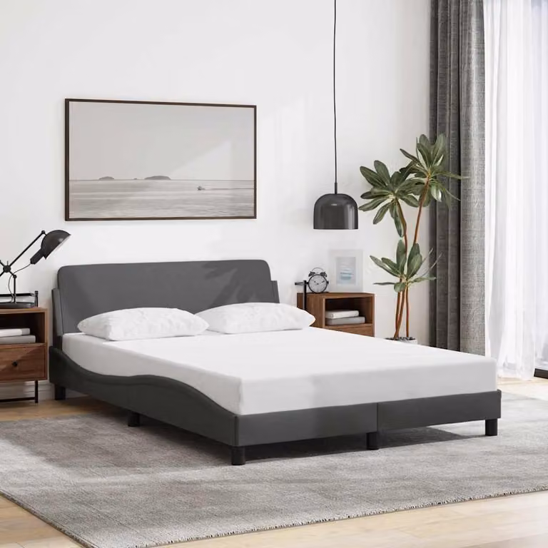 Giroletto vidaXL Dover Grigio Scuro in Tessuto con Listelli in Legno L/P/H: 140 x 200 cm