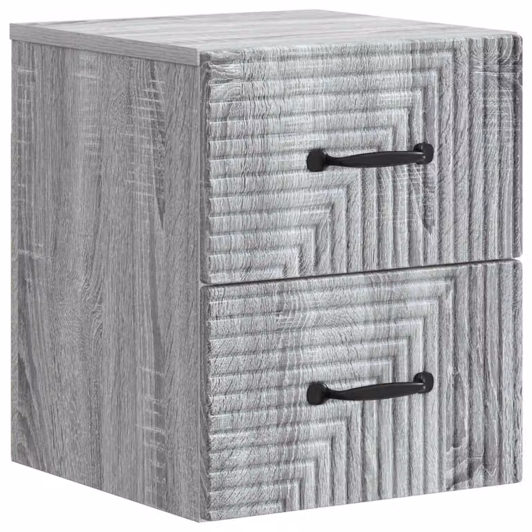 Mobiletto da notte a muro Grigio Sonoma 34,5 x 33 x 40 cm