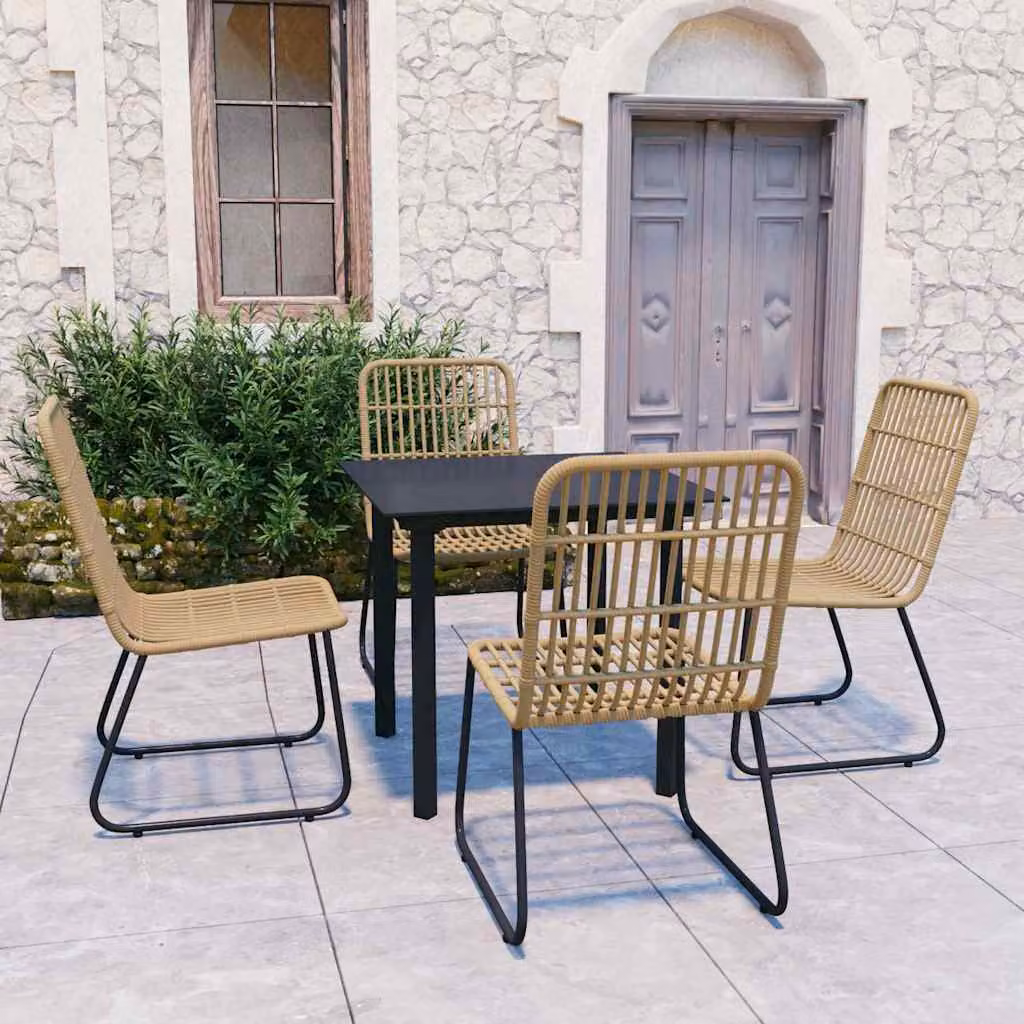 Set da pranzo da giardino vidaXL in 5 pezzi in polyrattan e vetro marrone e nero – 1