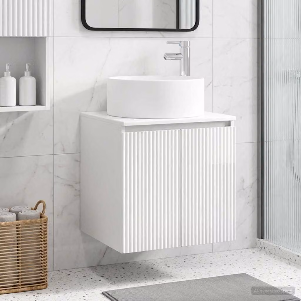 Mobile lavabo da parete vidaXL Bianco Lucido L: 49,5 cm, P: 44,5 cm, H: 65,5 cm
