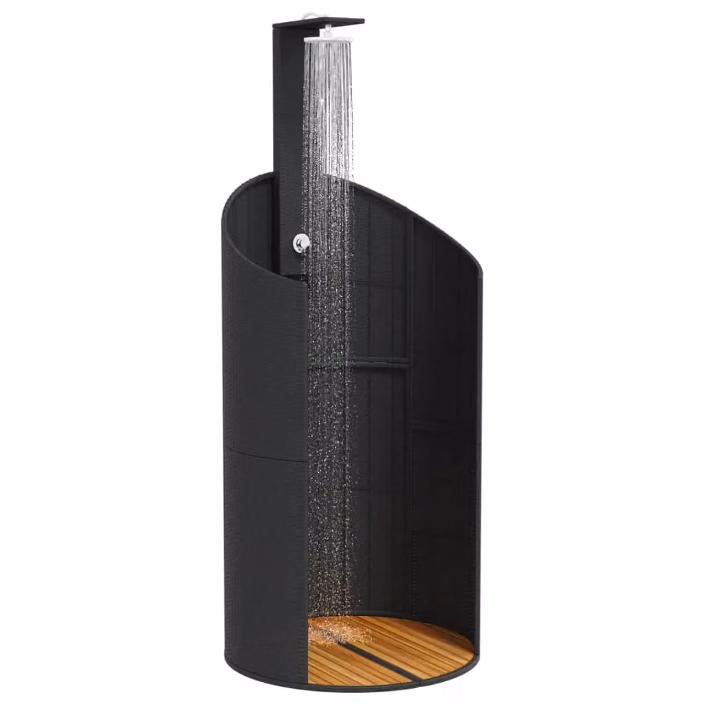 Doccia da esterno in polyrattan e legno di acacia nero L/P/H: 100 x 100 x 241,5 cm – 2
