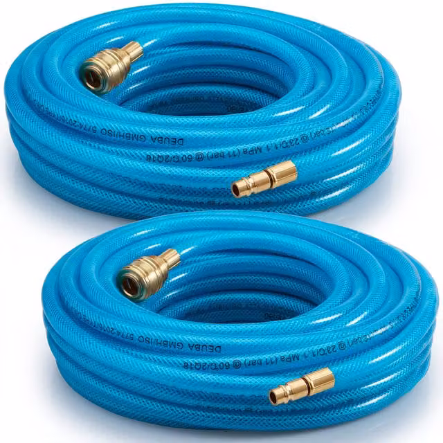Set di 2 tubi per aria compressa Deuba da 10 m con attacco rapido, colore blu in plastica – 1