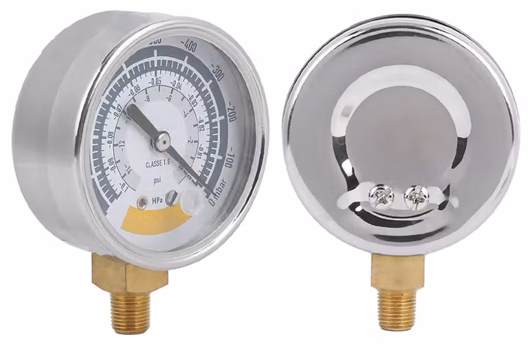 Pompa a vuoto con manometro di precisione - Manometro 0-14 psi - Acciaio inossidabile - Resistente - Coperchio trasparente - Ampia gamma di applicazioni