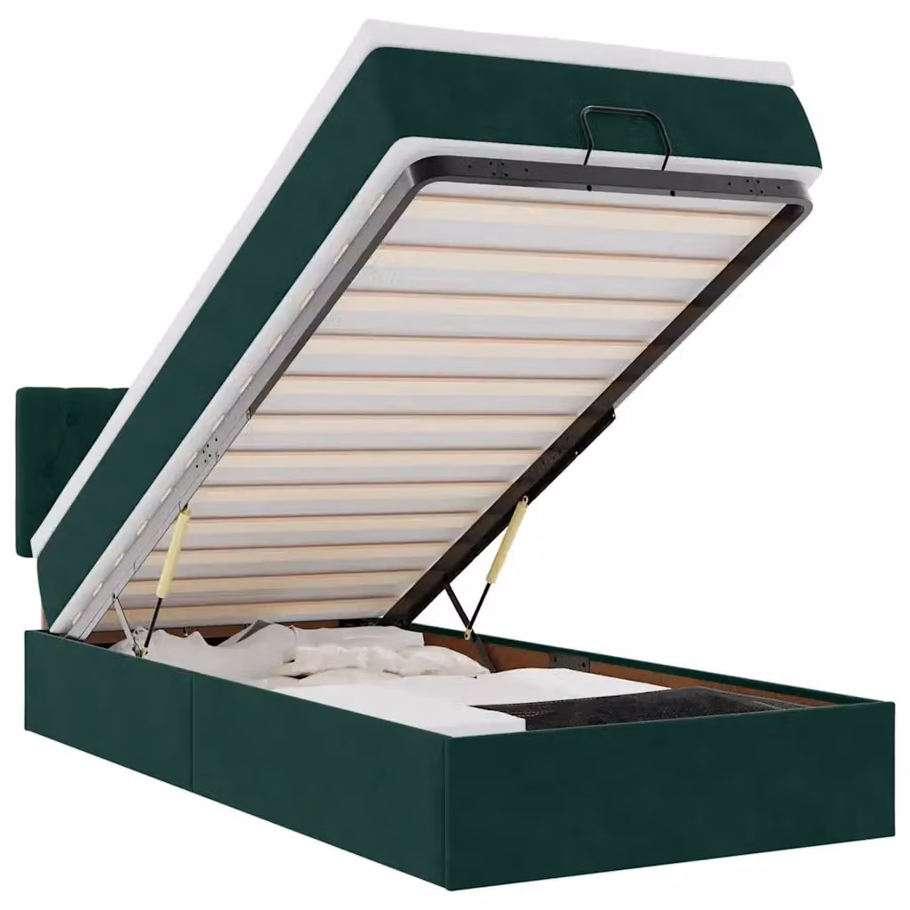 vidaXL Struttura Letto con Materasso e Base a Sollevamento in Velluto, L/P/H: 90 x 193 x 88 cm – 2