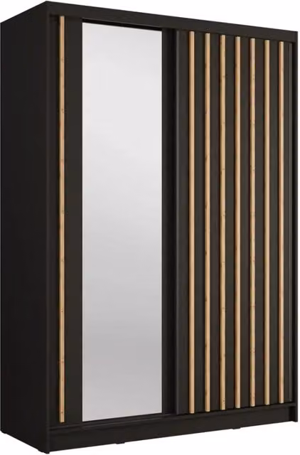 Armadio KAZU 2 porte scorrevoli con specchio grigio grafite 155 cm