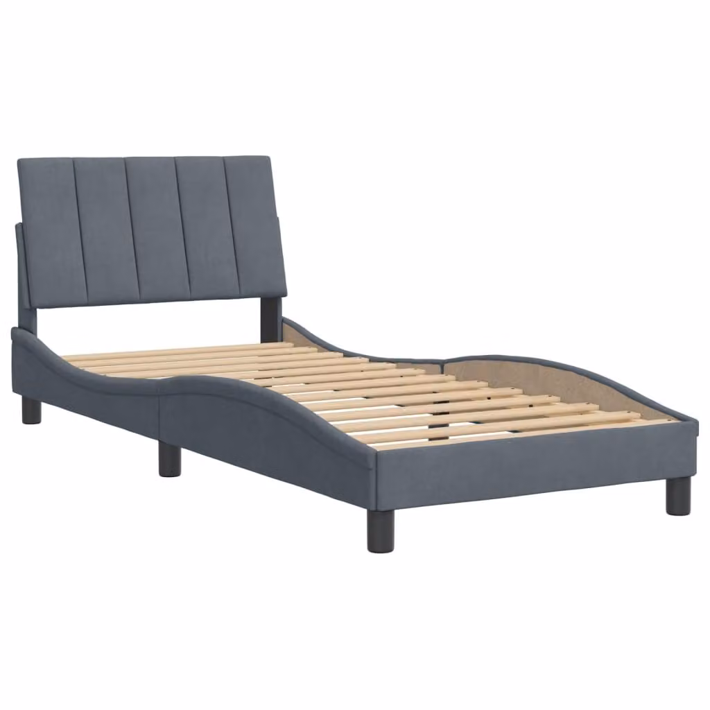 Giroletto senza Materasso Hanko Grigio Scuro 90x200 cm Velluto