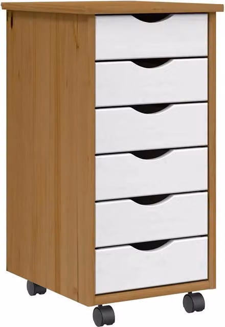 Mobiletto con cassetti pratico per l'ufficio 34 x 39 x 65,5 cm in legno di pino color miele 02_0057653