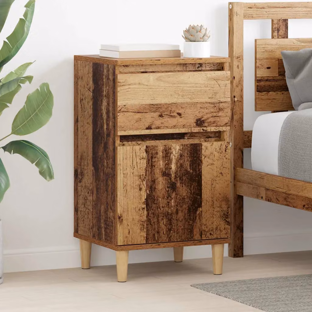 Set di 2 Armadi da Notte vidaXL in Legno Vecchio Marrone L: 40 cm, P: 35 cm, H: 70 cm