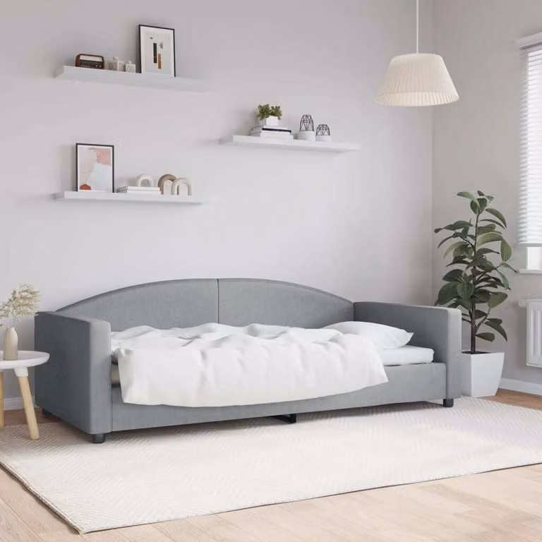 Maison Exclusive - Letto a giorno grigio chiaro, 90x200 cm, tessuto
