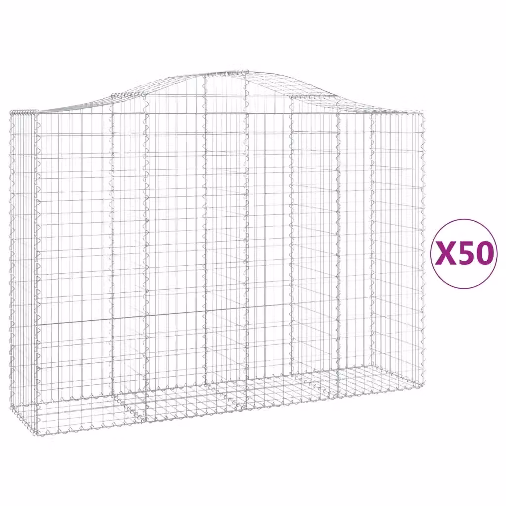 Set di 50 Cesti Gabbioni ad Arco vidaXL in Acciaio Zincato Argento L: 200 cm, P: 50 cm, H: 140-160 cm – 2
