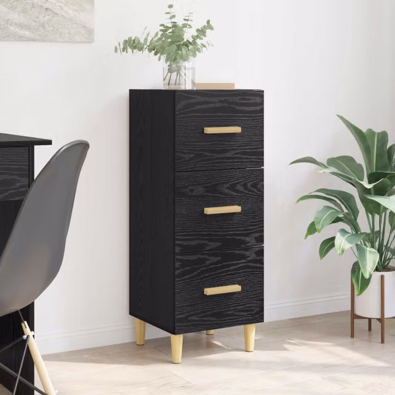 Credenza moderna vidaXL in legno MDF nero, L 34,5 cm x P 34 cm x H 90 cm