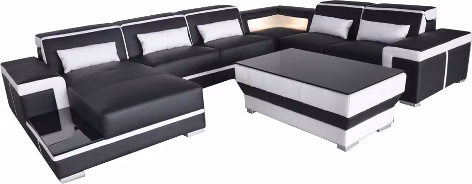 XXL Leder Sofa Polster Wohn Couch Sitz Garnitur Ecke Eck Sofas Couchen U-Form
