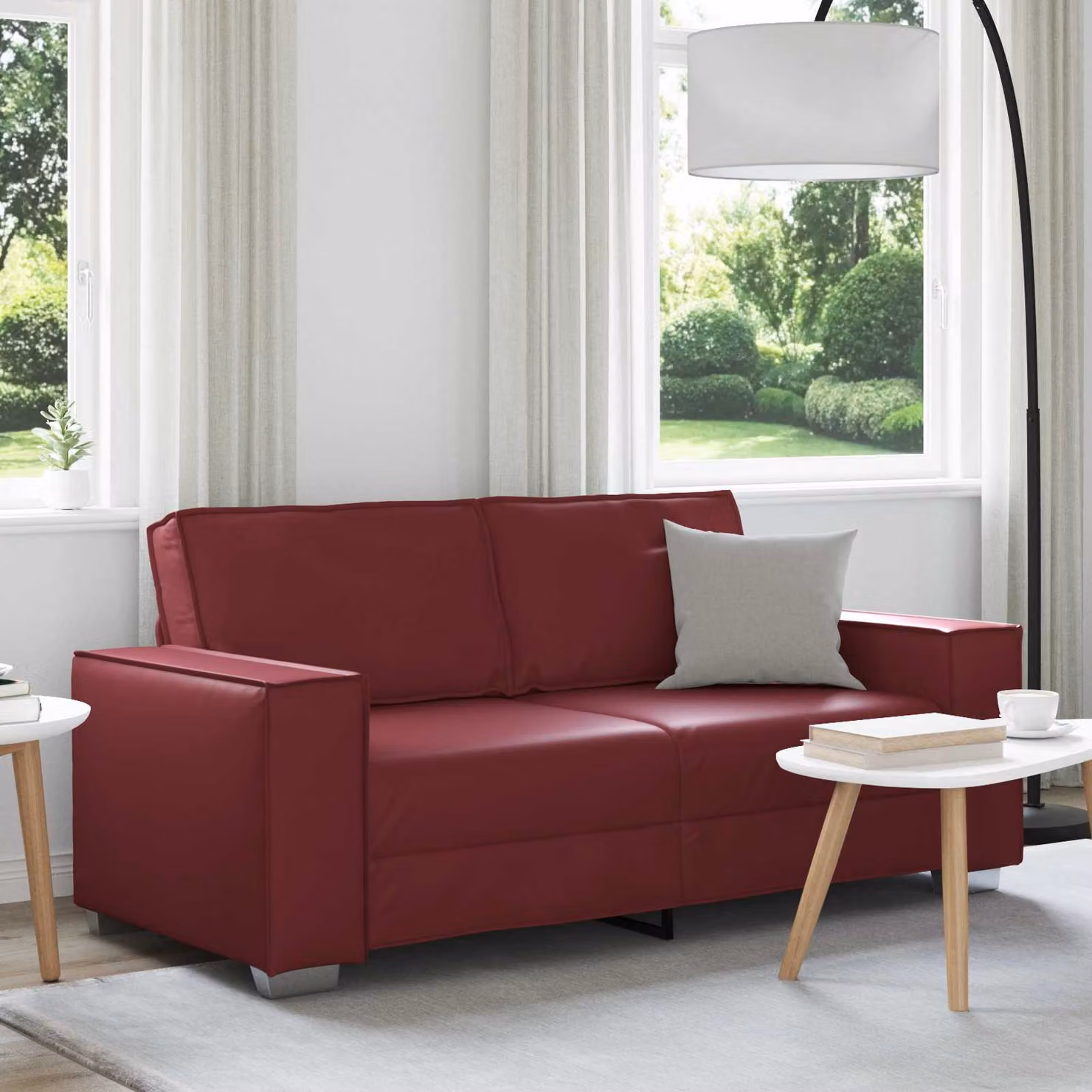 vidaXL Divano a due posti moderno in pelle sintetica rosso, L: 180 cm, P: 84 cm, H: 78 cm