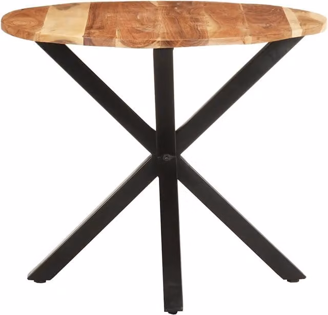 Tavolino laterale quadrato in legno massello di acacia e metallo, colore marrone, L/P/H: 68 x 68 x 56 cm