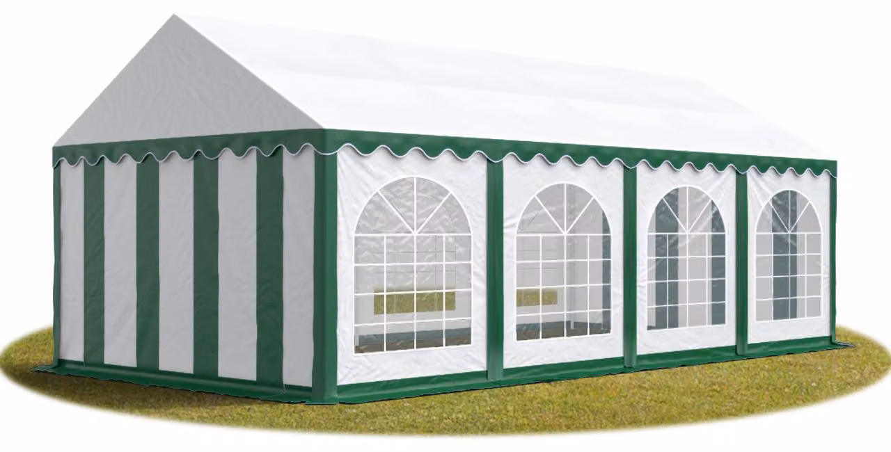 TOOLPORT 3x8 mTendone per feste PREMIUM PVC verde-bianco 100% impermeabile