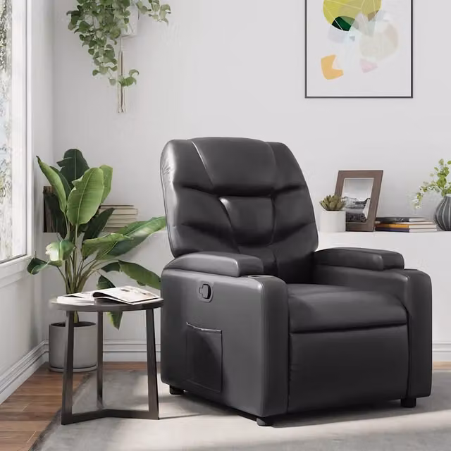 Divano Sedia-Poltrona reclinabile nera in similpelle 668754