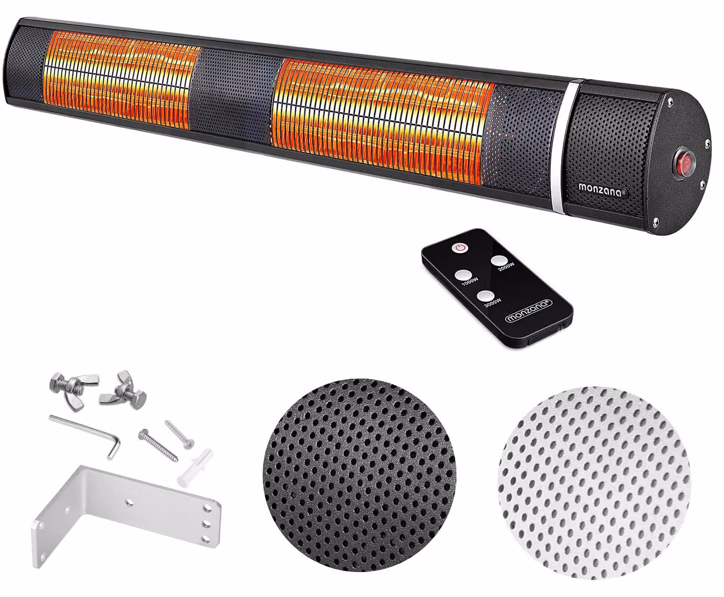 Riscaldatore a infrarossi da parete - Potenza: 3000 W - Colore: nero - Per uso esterno