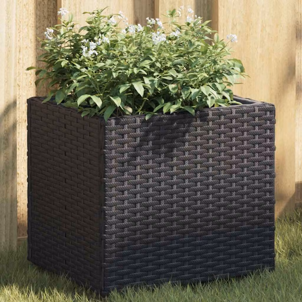 Set di 2 fioriere da giardino vidaXL in polyrattan nere L: 36 cm, P: 30 cm, H: 32 cm