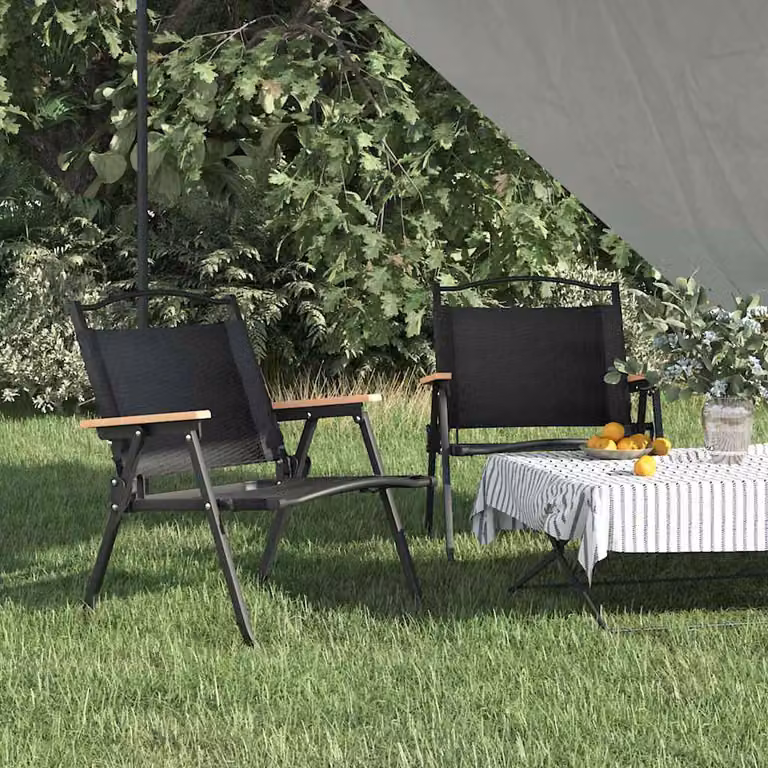 Set di 2 sedie da campeggio vidaXL in tessuto Oxford nero L: 54 cm, P: 43 cm, H: 59 cm
