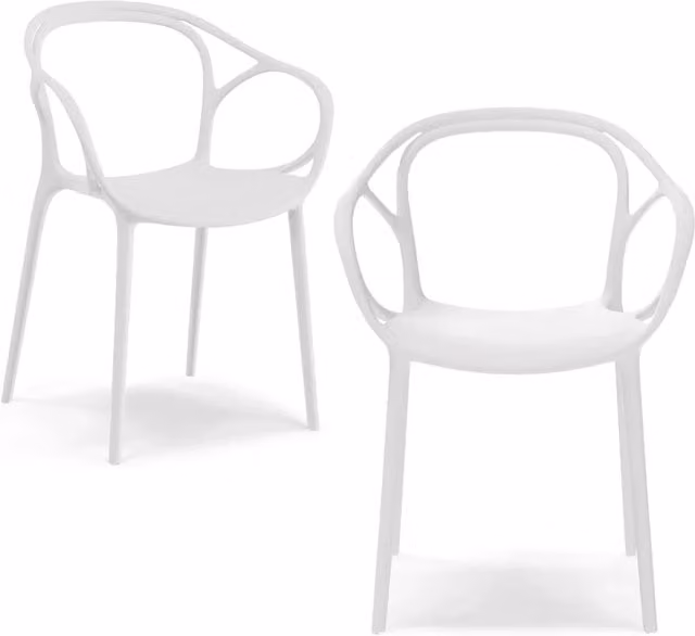 Set di 2 sedie impilabili Redokasa CHIARA in polipropilene design moderno, colore Bianco o Antracite
