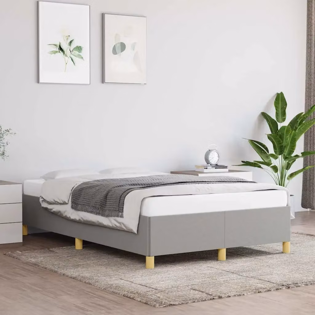 Letto matrimoniale DESIGN IN in tessuto grigio con struttura in legno di pino e doghe fisse L/P/H: 120 x 200 x 35 cm – 2