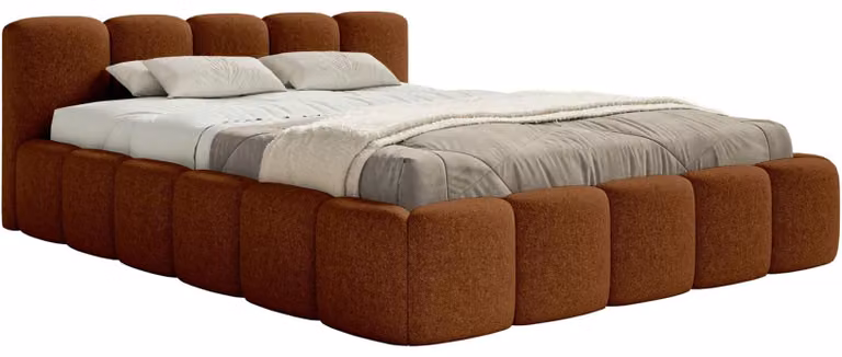 Selsey Cloudy Low - Letto imbottito 200x200 cm, ciniglia idrorepellente, rame