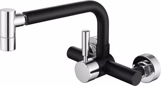 Wandgemontata cucina con rubinetto a sifone a 2 posizioni, rubinetto cucina a 360° di rotazione, cucina a sifone a 2 posizioni, nero