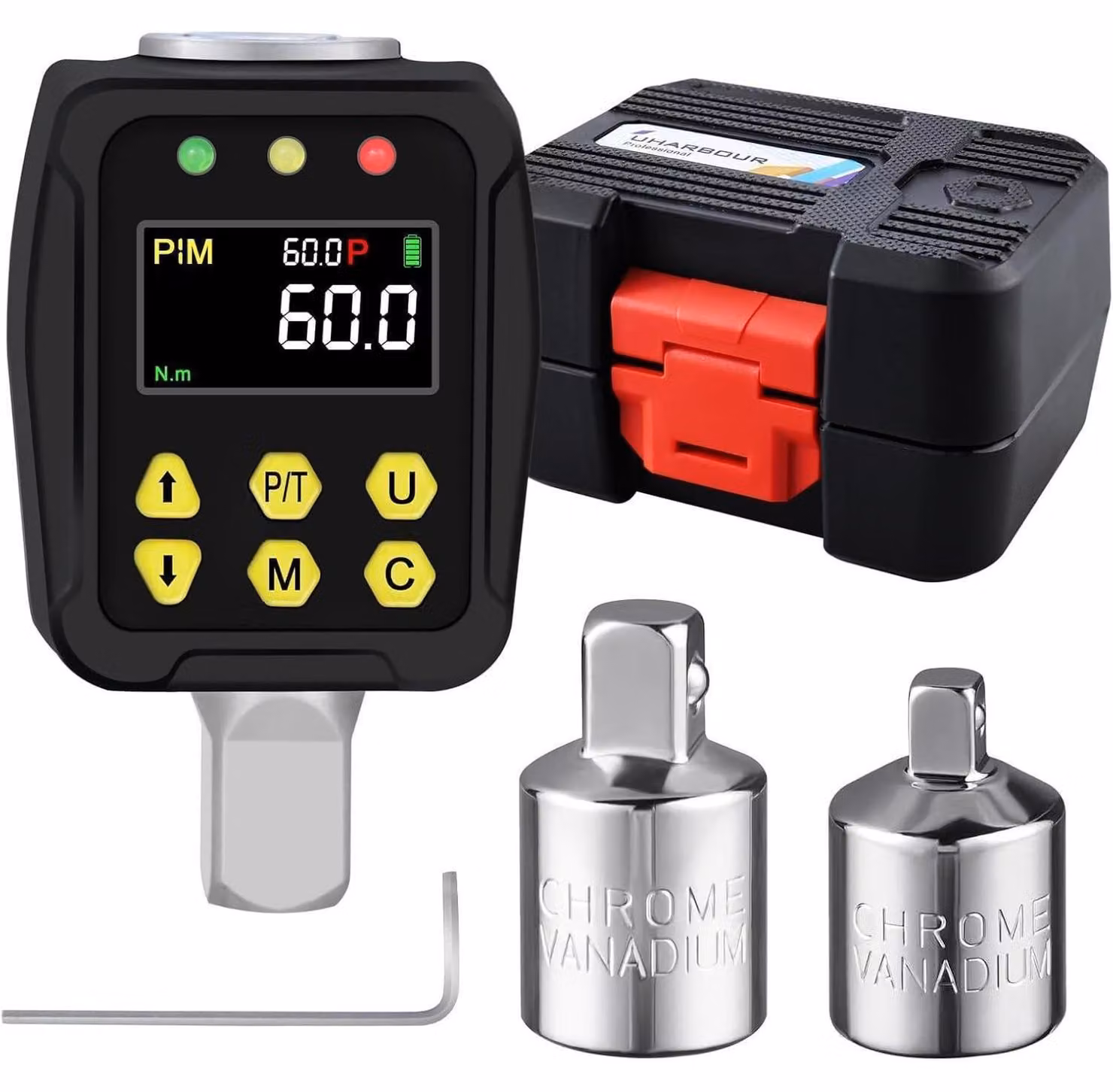 Adattatore digitale di coppia da 1/2 pollice, da 3 a 60 Nm, con display LCD, modalità PEAK/TRACK e precisione di ±2%