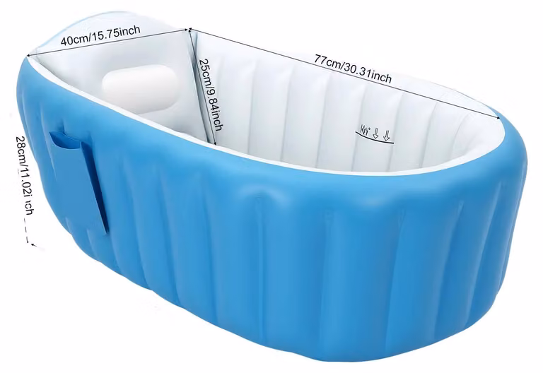 Vasca da bagno gonfiabile, design portatile, facile da installare, blu