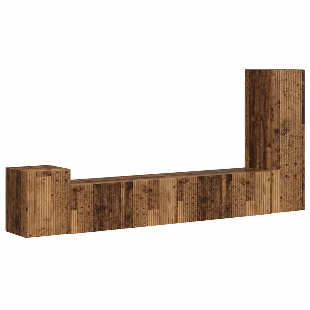 Set di mobili TV da parete vidaXL in 3 pezzi, stile moderno, colore marrone, in legno ingegnerizzato e MDF – 2