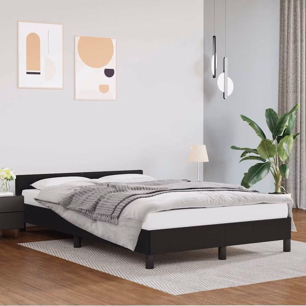 vidaXL Giroletto con Testiera Imbottito Nero L: 120 cm, P: 200 cm