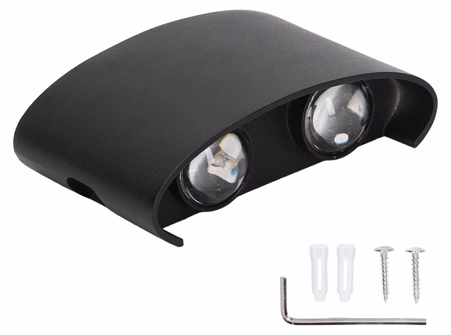 Lampada a LED da parete, impermeabile, design moderno, adatta per interni ed esterni, tensione 90-265 V, potenza 4 W, corpo nero, luce bianca