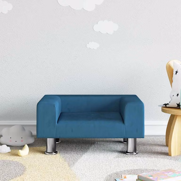 Divano per bambini vidaXL in velluto blu L: 50 cm, P: 40 cm, H: 26,5 cm
