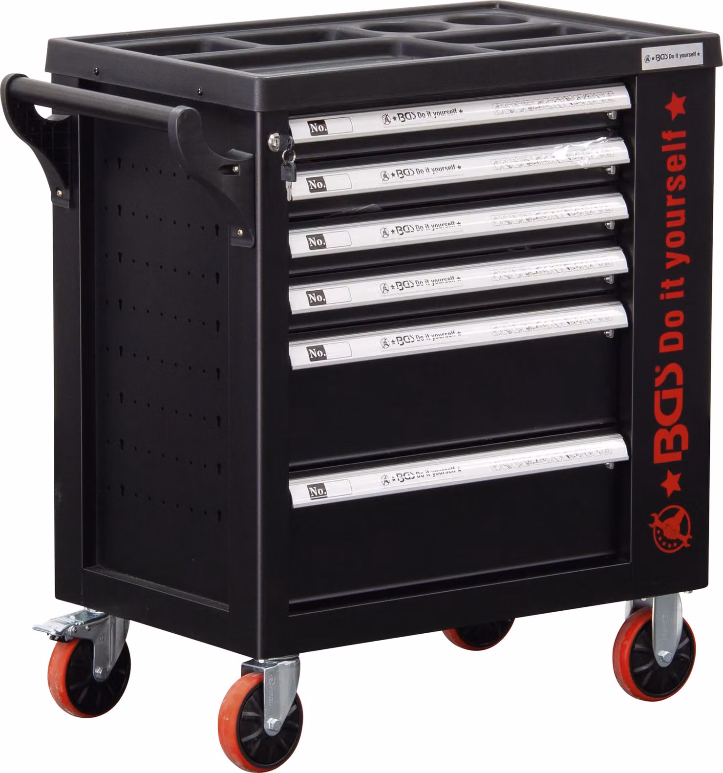 Carrello da officina, 6 cassetti e 1 porta laterale vuota