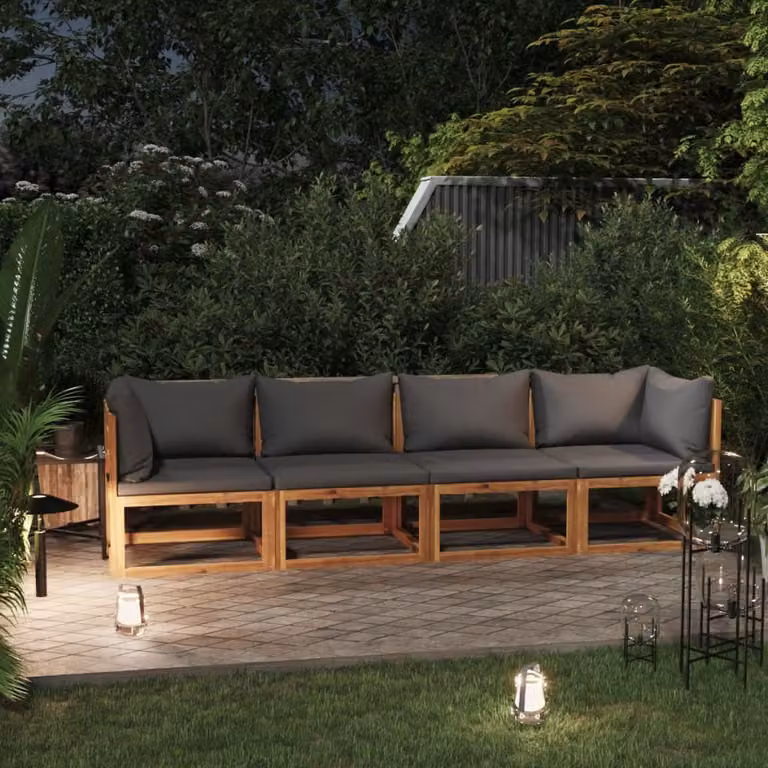 Maison Exclusive - Divano da giardino a 4 posti con cuscini, in legno massello di acacia