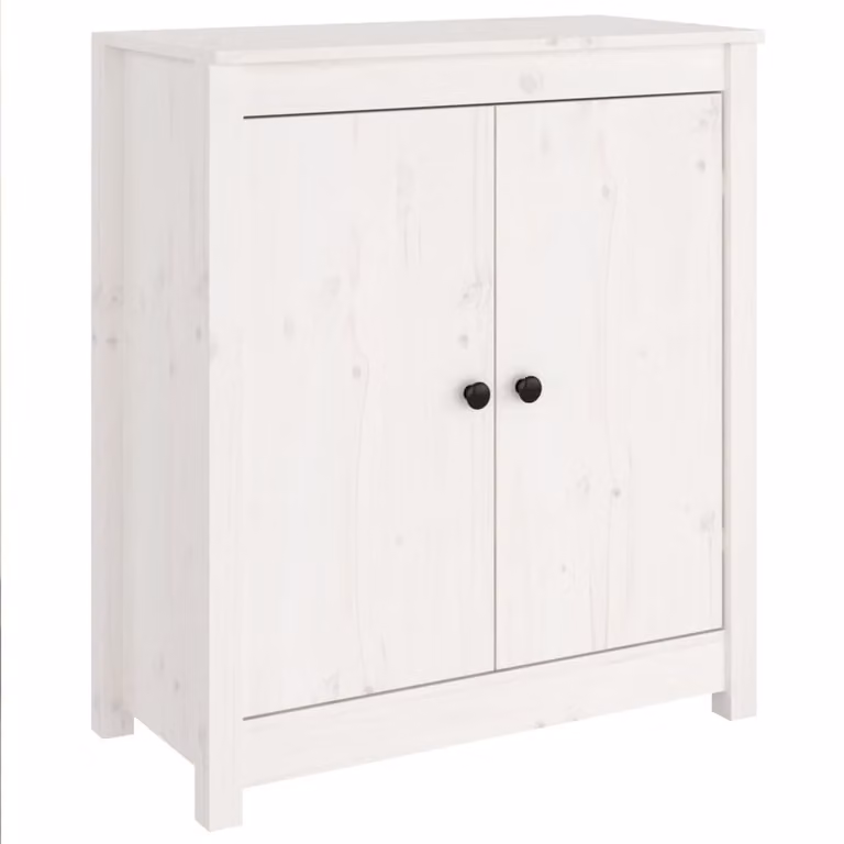 Credenza Bianca 70x35x80 cm in Legno Massello di Pino