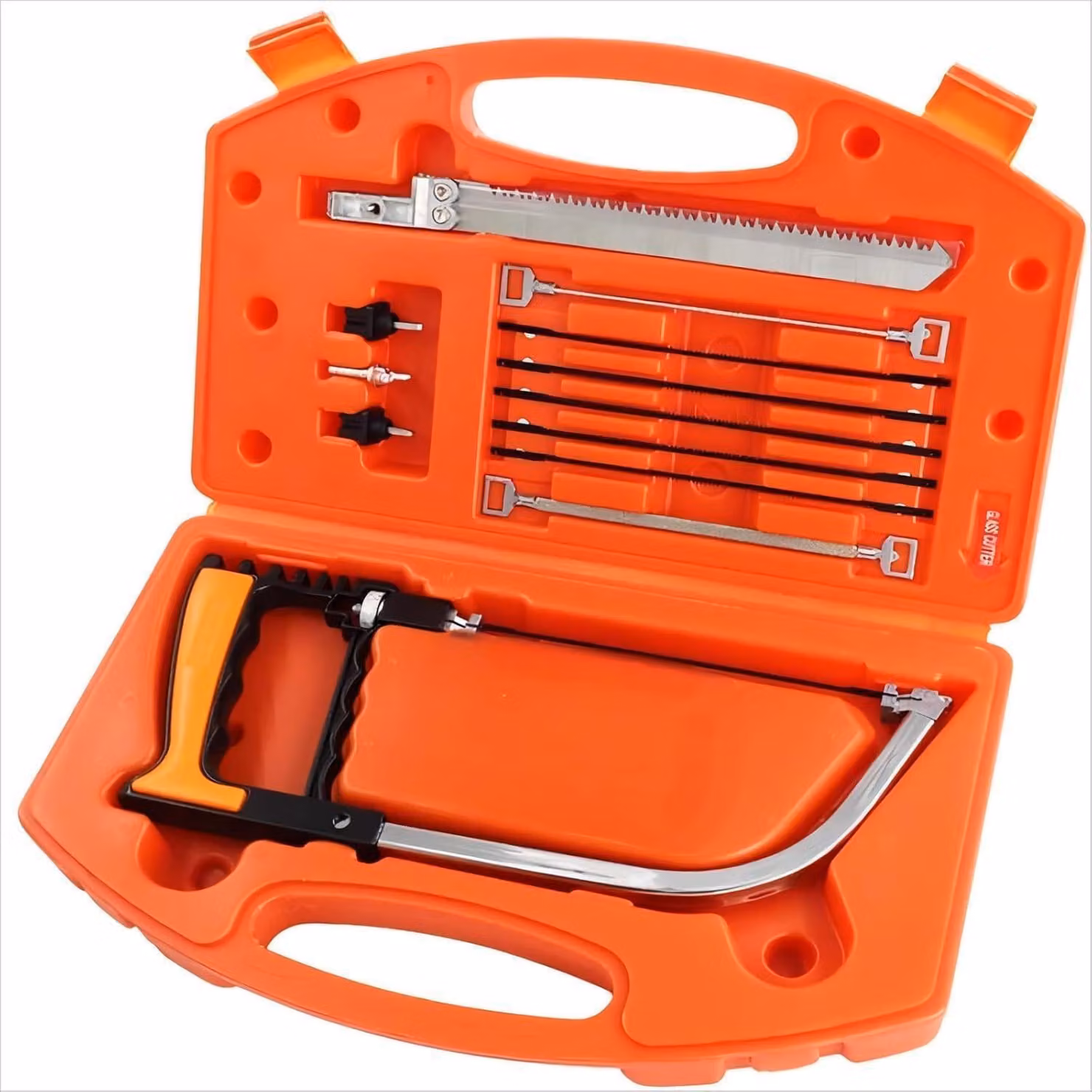 Set di seghetti da banco multifunzione 15-in-1, con 8 lame in acciaio HSS, telaio regolabile, colore arancione