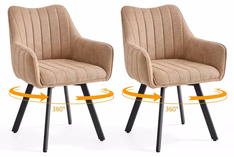 Sedie da pranzo - Set da 2 - Imbottite - Struttura in metallo - Design moderno e minimalista - Colore kaki