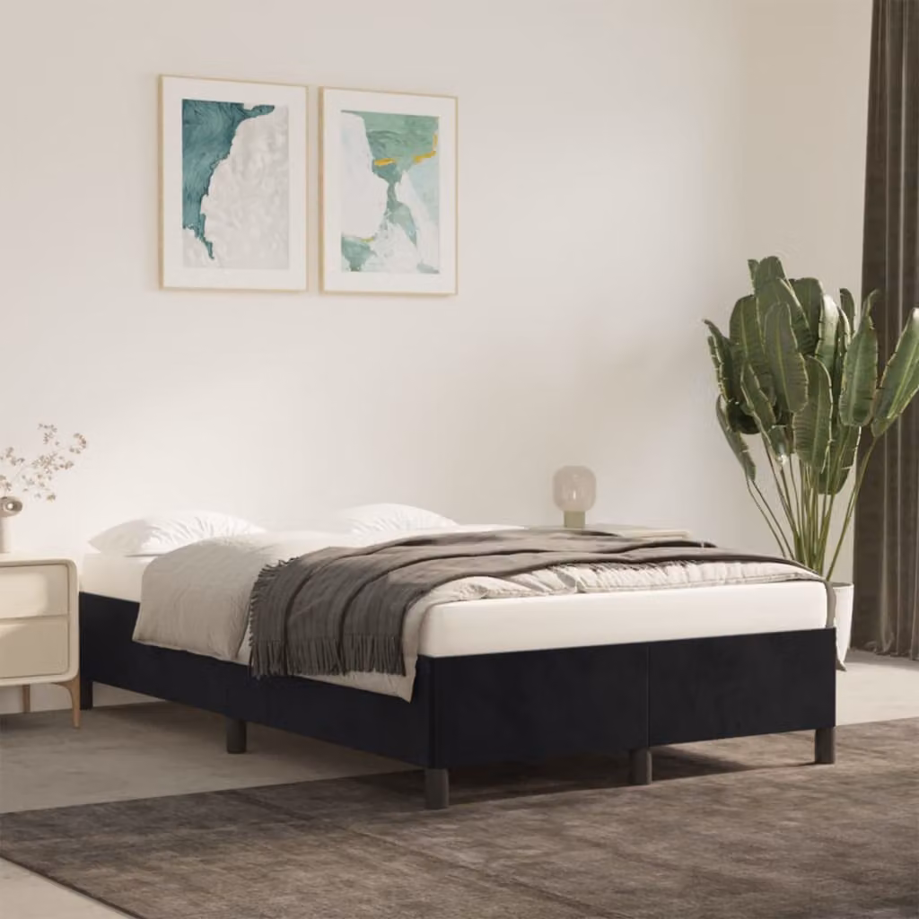 vidaXL Giroletto in Velluto Grigio con Listelli in Legno L/P/H: 120 x 200 x 193 cm