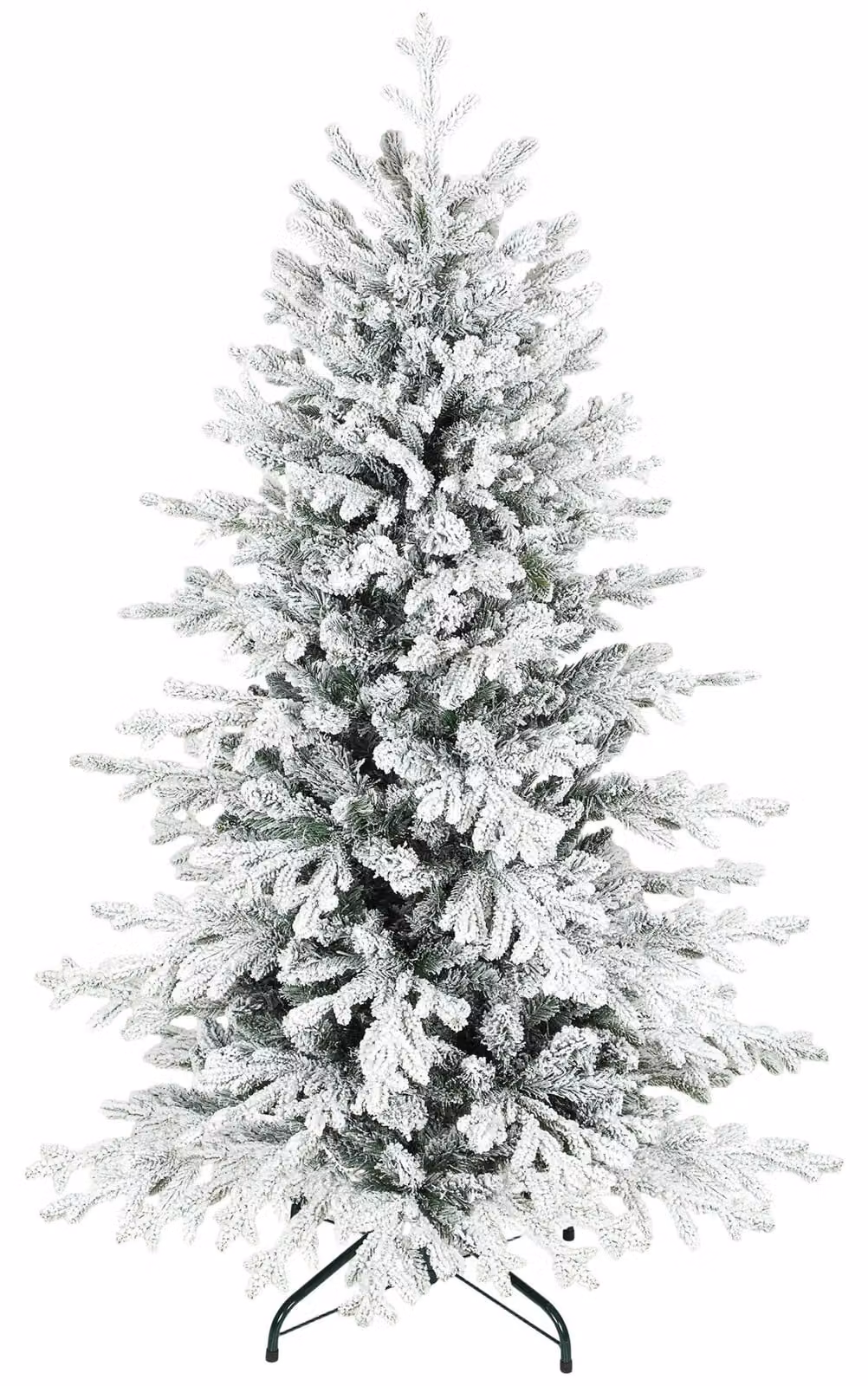 Albero di Natale artificiale, albero di Natale da 150 cm con neve, 1162 rami, supporto in metallo pieghevole