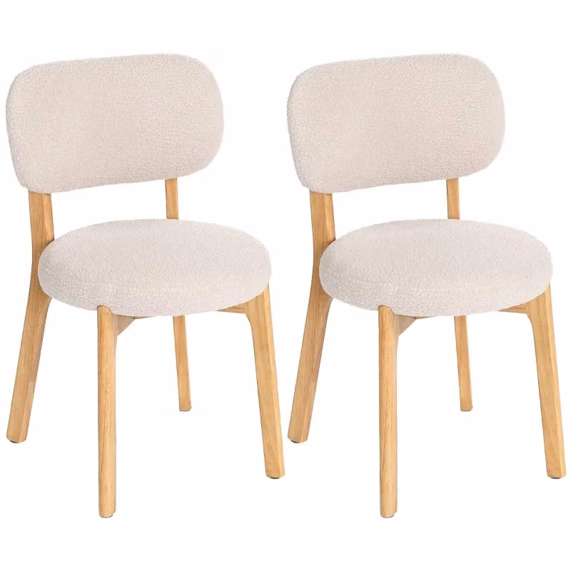 Set di 2 sedie da pranzo Minimal in tessuto boucle beige con struttura in legno e stile mid-century – 2
