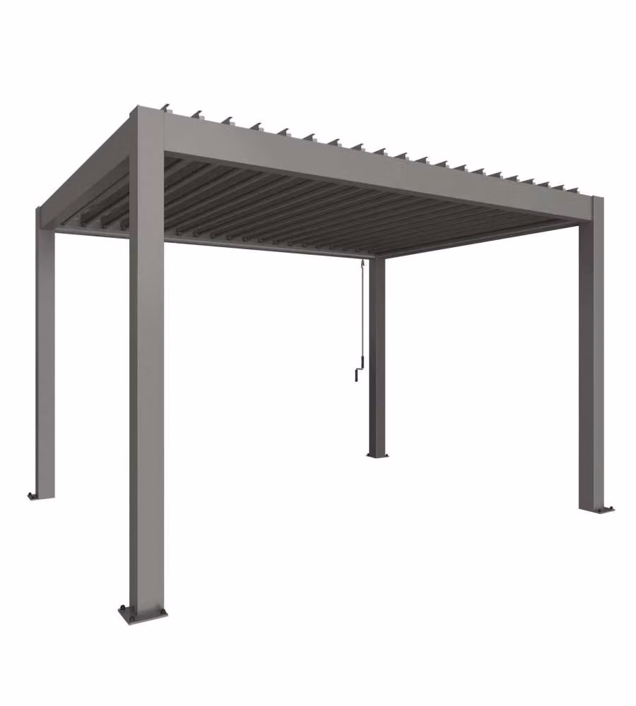 Biohort Pergola Grigio Quarzo 4x3 m con Copertura in Metallo e Deflusso