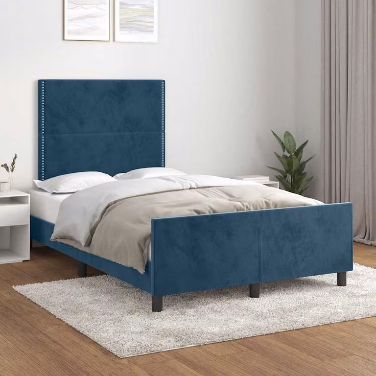 vidaXL Giroletto senza Materasso in Velluto Blu, L 120 x P 200 cm
