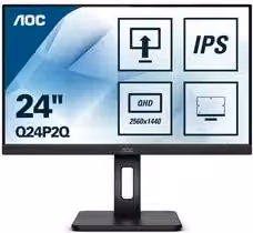Monitor AOC Q24P2Q da 23,8 pollici IPS QHD 2K 75Hz Nero per Home Office