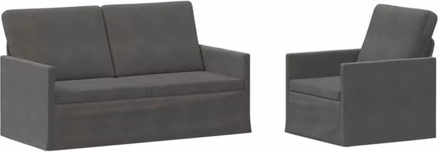 Set di 2 divani moderni vidaXL in tessuto cord e metallo, Grigio