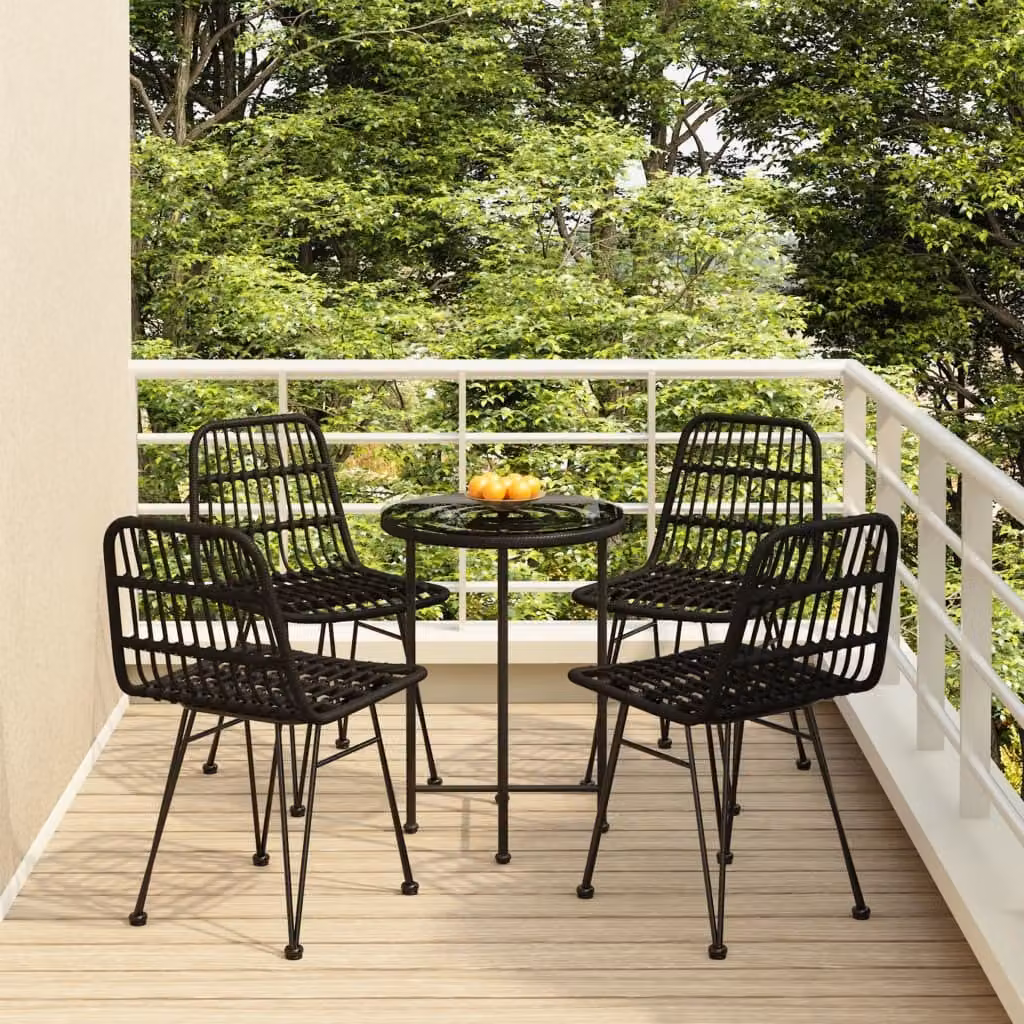 Maison Exclusive - Set da pranzo da giardino 5 pezzi in polyrattan nero