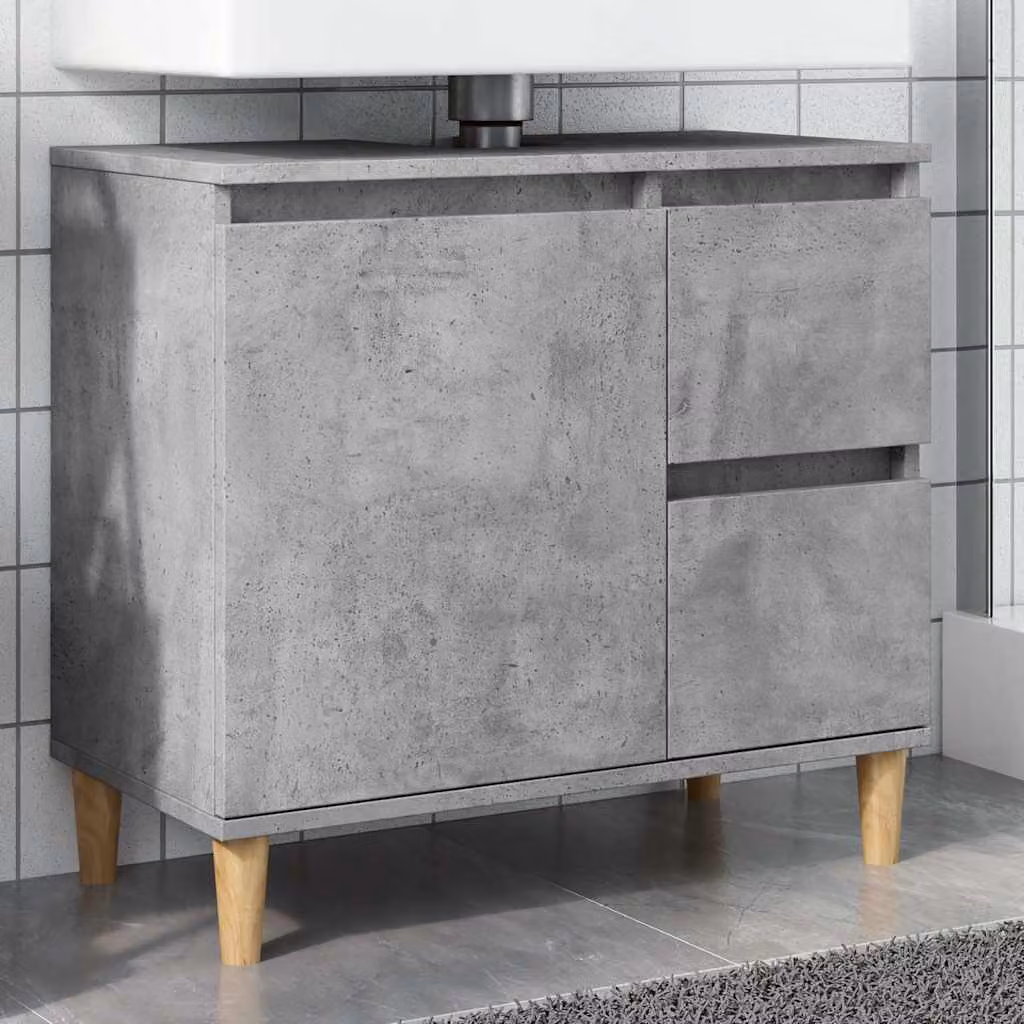 Mobile Lavabo da Bagno vidaXL Grigio Rovere con Ante e Cassetti L: 65 cm, P: 33 cm, H: 60 cm