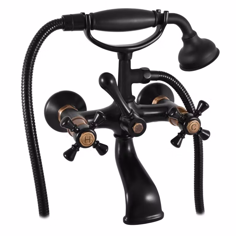 Slezák-RAV Miscelatore per bagno Slezák RAV Morava Retro MK359.5/2CMATSM nero/ottone vecchio Colore: nero opaco/ottone vecchio, Dimensioni: 150 mm