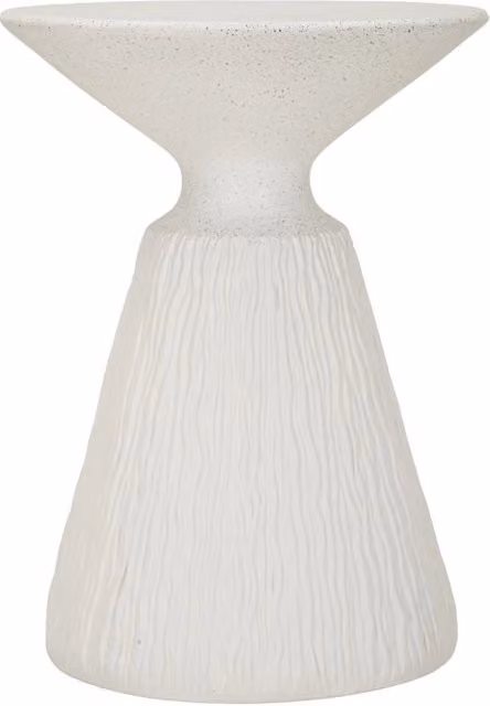 Tavolinetto Cone di Mauro Ferretti in MGO Beige e Bianco, Design Moderno e Minimalista, Ø 40 x H 53 cm